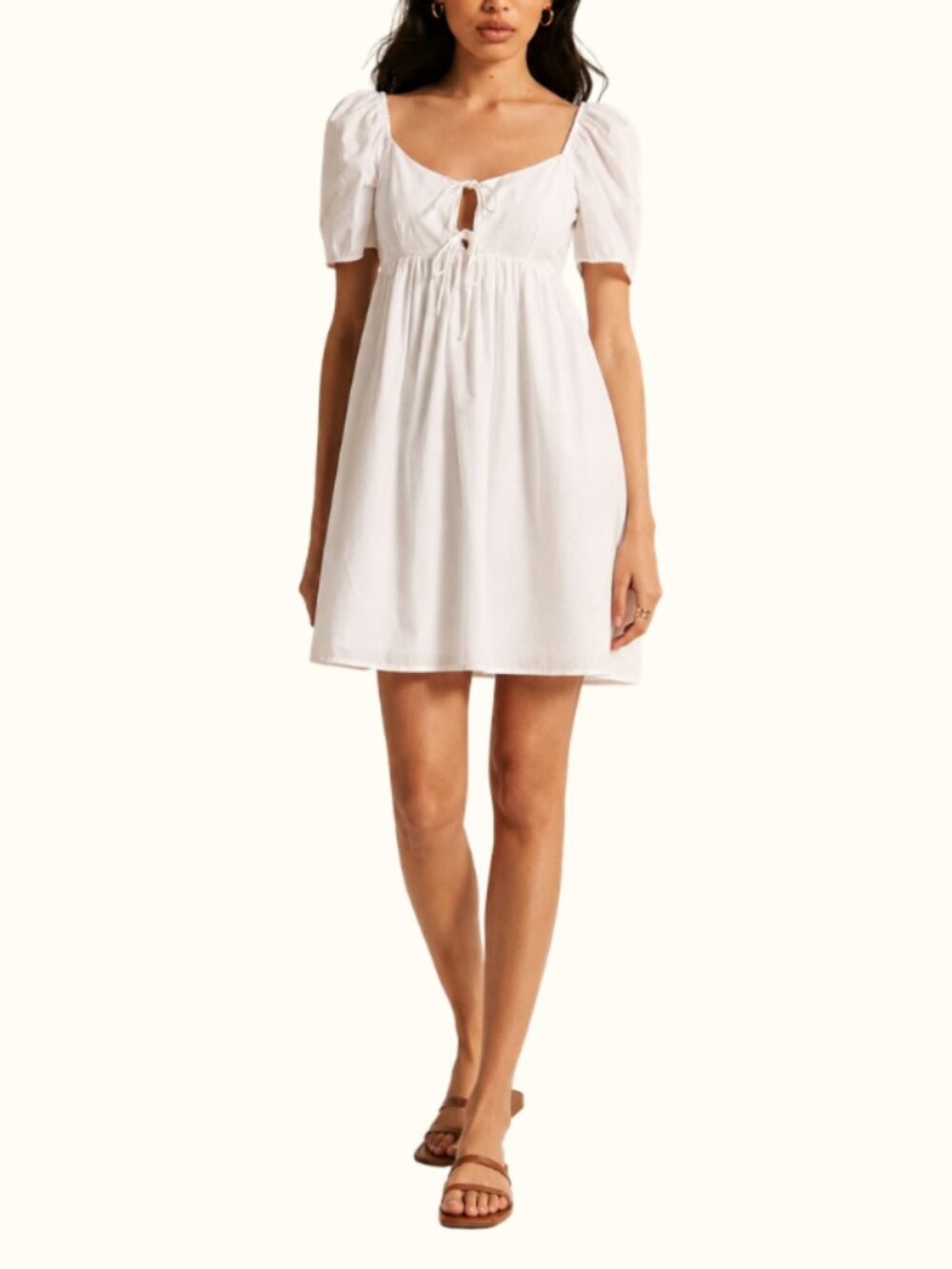Abercrombie Puff Sleeve Tie-Front Poplin Minidress